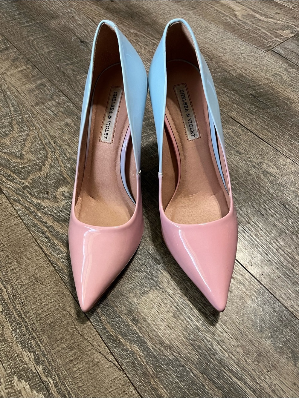 Chelsea & Violet Pink and Light Blue Pointed Toe Pumps